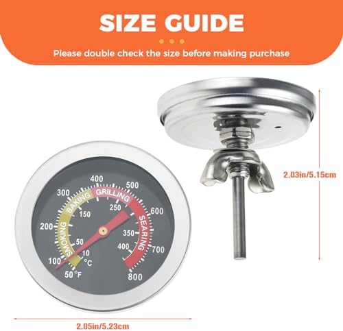 BBQ Charcoal Grill Thermometer, 2.05 Inch Stainless Steel Temperature Gauge Heat Indicator, Barbecue Grill Temperature Gauge for Pork Lamb Beef Meat Cooking - Image 2
