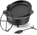 HaSteeL 7 QT Cast Iron Dutch Oven Pot with Lid Lifter & Camping Rack by HaSteeL