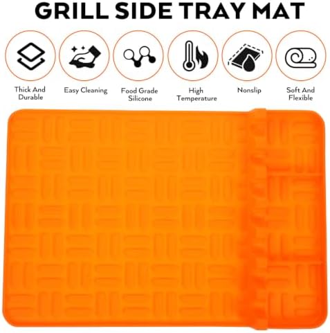 Orange Silicone Grill Tool Mat, Non-Slip Side Shelf Pad for Outdoor Cooking - Image 3