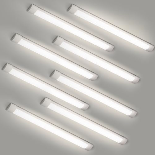 8 Packs 3FT LED Batten Light with 50cm Cable, Slim Ceiling Surface Mounted Light, 30W, 4000K, IP20, LED Ceiling Lamp for Garage, Shop, Hallway, Office, Market by colmeguna
