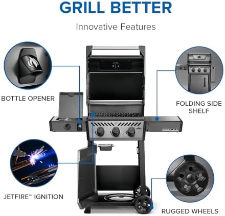 Napoleon Freestyle 365 Propane Gas Outdoor Grill with Range Side Burner, Graphite Grey – 4-Burner BBQ for Versatile Cooking - Image 6
