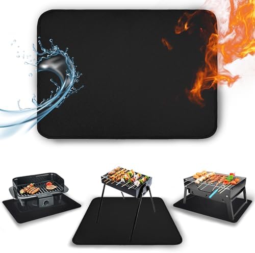 16" x 20" Rectangular Grill Mat, Fire Pit Mat Fireproof Under Grill Mat Oil-Proof Waterproof BBQ Pad for Outdoor Grill Accessories, Heat Resistant Protective Deck and Patio Mat Fire Resistant Pad by Tirifer