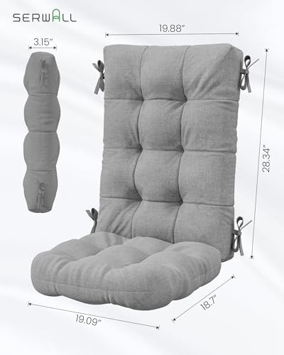 SERWALL HDPE Outdoor Rocking Cushion Set of 2, Dark Gray - Image 3