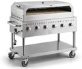 Stainless Steel Liquid Propane Outdoor Grill Silver 48″ With Griddle Commercial Catering Grill with Lid Spark Ignition Removable Grease Tray by GLOWNARY