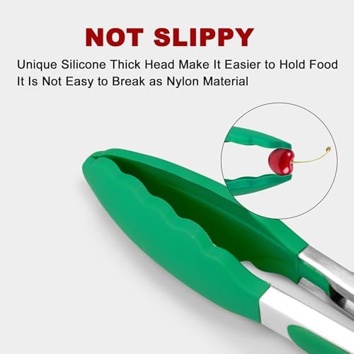 2 Pack Silicone Kitchen Tongs, 9 & 12 Inch, Stainless Steel, Turquoise - Image 2