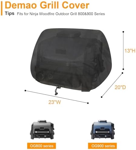 Demao Premium Outdoor Grill Cover,600D Oxford Fabric with Heat-Resistant Lining, Fits for Ninja Woodfire Pro Premium XL(OG800&OG900 Series), Weatherproof & Anti-Dust BBQ Protector-Only Cover - Image 2