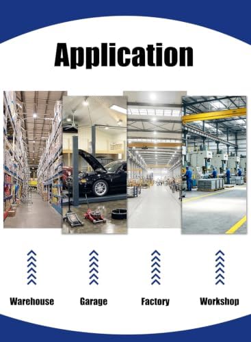 210W UFO LED High Bay Light, 31500LM Shop Lights, 5000K Daylight, ETL Listed with 6' Cable & Safety Rope, IP65 Waterproof Commercial Lighting for Warehouse, Workshop, 980W MH/HPS Equivalent, 4 Pack - Image 5