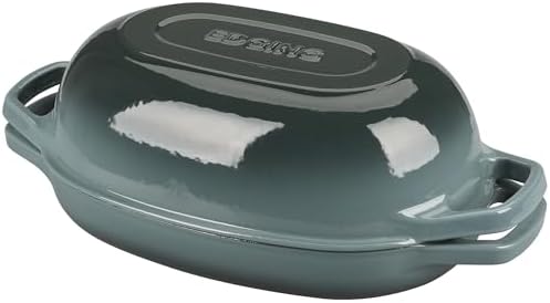 EDGING CASTING Enameled Cast Iron Oval Dutch Oven Pot with Lid, Dutch Oven for Sourdough Bread Baking, Bread Oven, Bread Dutch Oven, Oval Bread Pan, 5qt, Slateblue by EDGINGCOOKWARE