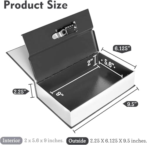 Decorative Book Safe with Combination Lock, Diversion Faux Book Hidden Safe - Image 2