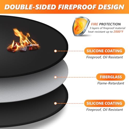 48" Fire Pit Mat for Solo Stove Bonfire, Double-Sided Fireproof Under Grill Mat Deck Patio Protector Pad, Round BBQ Mat for Solo Stove Accessories, Easy to Clean, Reusable (0.9mm) - Image 3