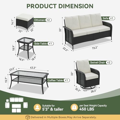 Aoxun 7-Piece Wicker Rattan Patio Furniture Set with Thick Cushions - Image 3