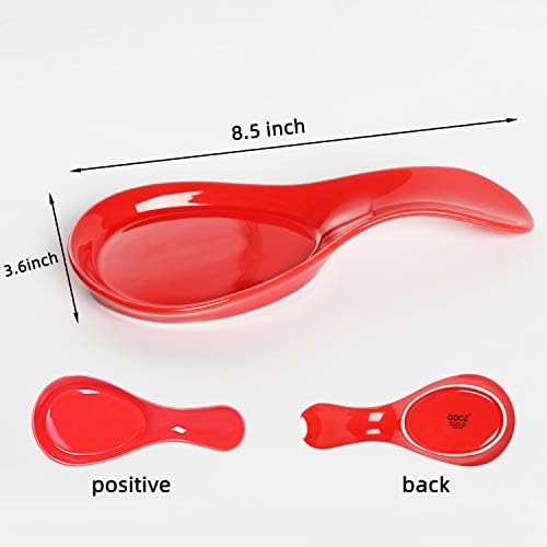 GDCZ Large Porcelain Spoon Rest for Kitchen Stove Top (Red) - Image 2