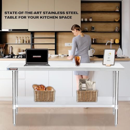 DuraSteel 24x72 Stainless Steel Work Table - NSF Commercial Prep Metal Table - Outdoor Pizza Oven Stand w/Under Shelf - Kitchen Island Laundry Utility Garage Microwave Stand Rolling Storage Cart Vevo - Image 7