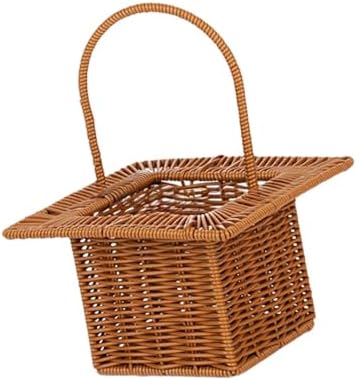 Storage Basket Organizer for Dining Table with Handle Multifunctional Picnic Basket, Brown Square by Unknown