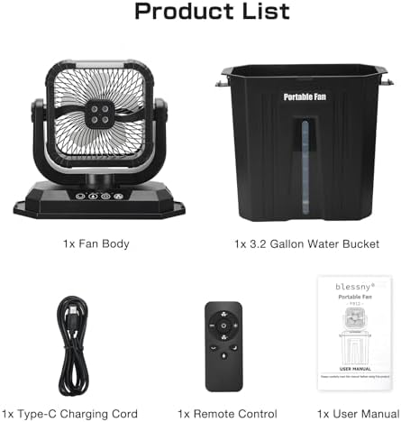 blessny Portable Oscillating Misting Fan with 12L Water Bucket - Image 7