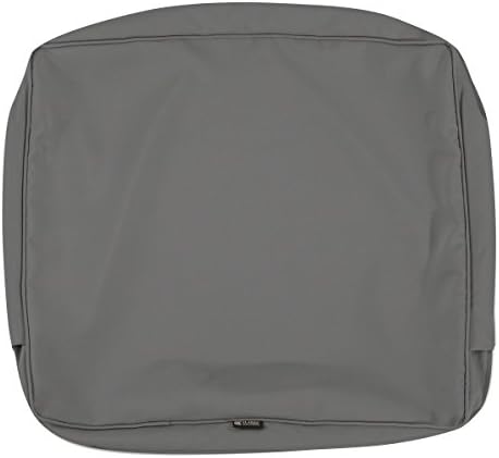 Classic Accessories Montlake Water-Resistant 25 x 22 x 4 Inch Outdoor Back Cushion Slip Cover, Patio Furniture Cushion Cover, Light Charcoal Grey, Patio Furniture Cushion Covers by ClassicAccessories
