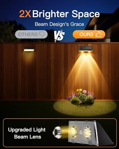 Solar Fence Lights Outdoor, 12 Pack IP65 Waterproof Fence Lights Solar Powered with Ultra-Bright LED Lens, 9 Color Modes, 12+ Hours Steady Glow for Deck/Backyard/Patio/Pool/Wall - Black - Image 3