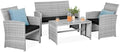 Best Choice Products 4-Piece Outdoor Wicker Patio Conversation Furniture Set for Backyard w/Coffee Table, Seat Cushions - Gray/Black by BestChoiceProducts