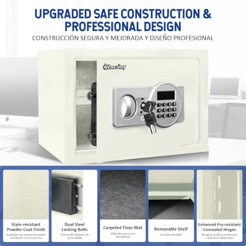 Voncabay Money Safe Box for Home with Digital Keypad, 0.8 Cu. Ft., White - Image 4