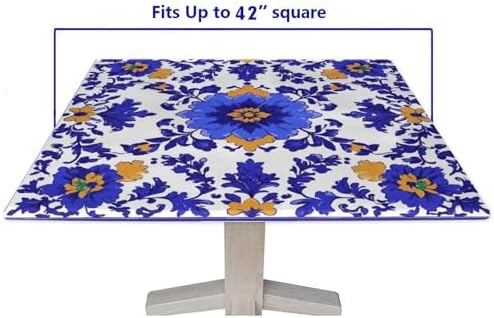 Outdoor Table Cloth with Elastic, Mexican Talavera Pattern Printed on Polyester Elastic Table Cover, Great for Restaurants Family Events, Fit for 42" x 42" Square Tables - Image 5