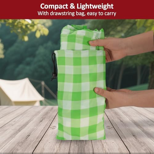 6ft 72" Picnic Table and Bench Cover, 3 Pack, Green-White Checkered - Image 6