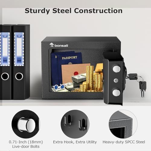 Bonsaii Security Safe Box With Electronic Keypad 0.231 Cu.Ft for Valuables - Image 4