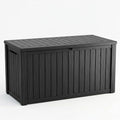 180 Gallon Outdoor Storage Box Waterproof, Resin Lockable Deck Box with Lid, Large Capacity Weatherproof Container for Patio Furniture, Side Table and Cushions (Black, 180 Gallon) by KFY