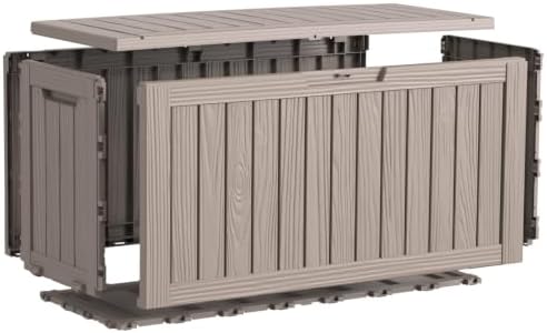 ROJIK 150 Gallon Outdoor Storage Box Waterproof,Weatherproof Deck Boxes Outdoor Lockable,Resin Outside Storage Box for Garden Tools,Cushions,Pool Accessories(Grey,150 Gal) - Image 7