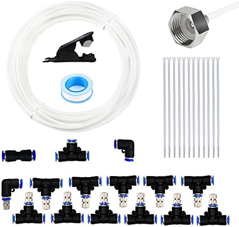 Misting Cooling System 50ft(15M) Misting Line 12 Stainless Steel Mist Nozzles 1/4" Outdoor Cool Mister for Patio Garden Umbrellas Greenhouse Fan Trampoline Waterpark - White Pipe - Image 6