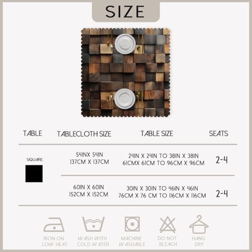 Vintage Wooden Tablecloth 54x54 Inch Square Modern Rustic Wood Farmhouse Tablecloths Polyester Table Cloth for Holiday Parties Kitchen Dining Indoor Outdoor - Image 6