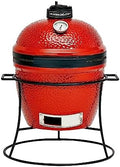 Kamado Joe Joe Jr 13.5-inch Portable Ceramic Charcoal Grill with Grill Stand, Stainless Steel Cooking Grate, Heat Deflectors and Ash Tool in Red, Model KJ13RH by Unknown