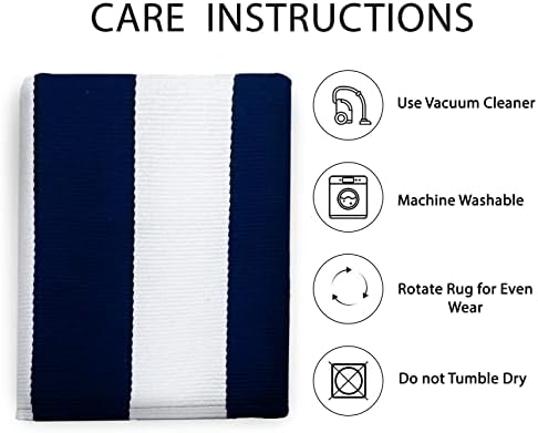 IOHOUZE 27.5x43 Striped Outdoor Door Mat, Washable Porch Rug, Navy/White - Image 5