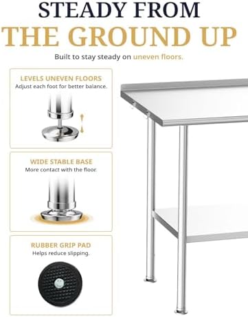 Atelicf NSF Stainless Steel Prep Table 30X60 inch with Backsplash - Image 5