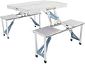 Portable Folding Picnic Table,Outdoor Dining Table,Folding Table and Chair,Kid's Picnic Table,Heavy Duty Camping Picnic Tables,with Umbrella Hole,for Outdoor, Party, Garden, Beach, Backyard (Silver) by Unknown