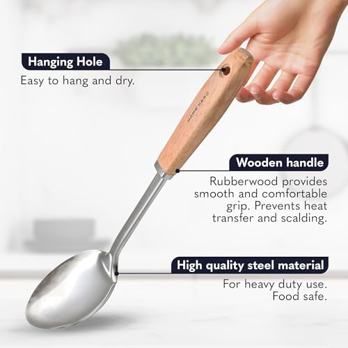 Home Hero 10-Piece Stainless Steel Kitchen Utensil Set with Wooden Handle - Image 4