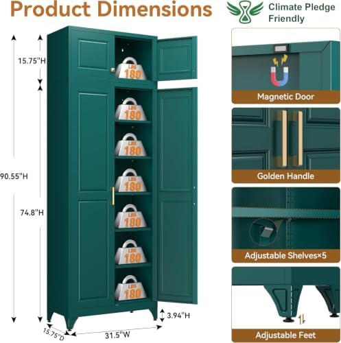 90" Metal Pantry Cabinet,Kitchen Storage Cabinet with Shelves - Image 2