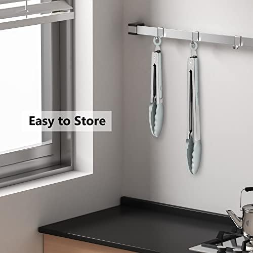 2 Pack Silicone Kitchen Tongs, 9 & 12 Inch, Stainless Steel, Warm Grey - Image 6
