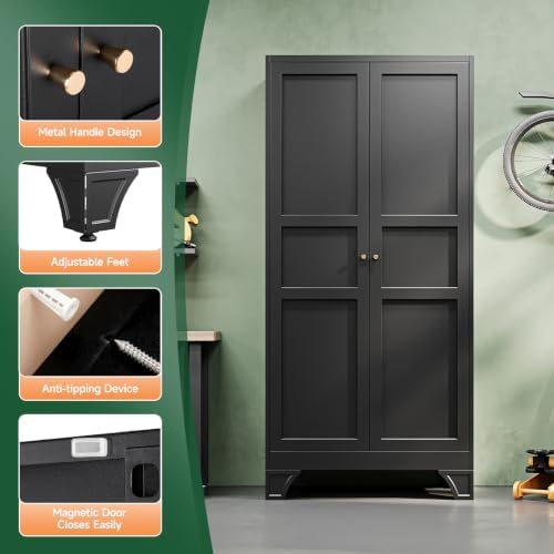 Letaya Metal Garage Storage Cabinets,76"Tall Large Tool Steel Lockers,Black - Image 6