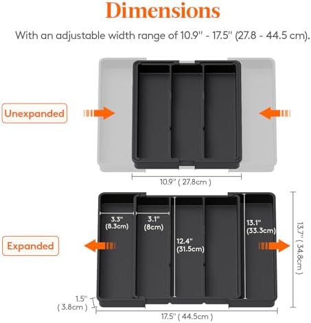Lifewit Utensil Organizer for Kitchen Drawers, Expandable Utensil Tray - Image 3