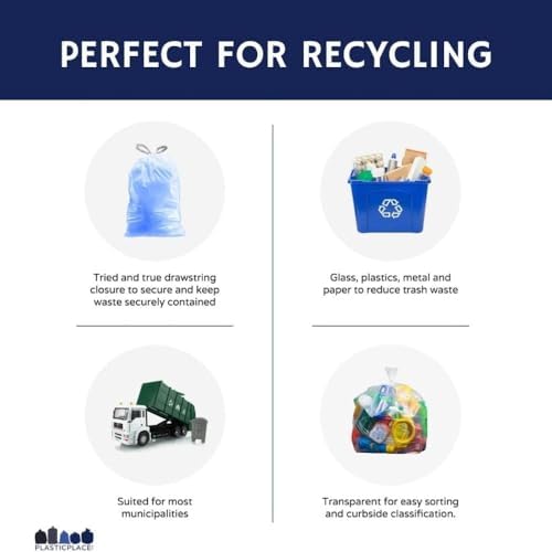 Plasticplace Custom Fit Trash Bags, Compatible with simplehuman Code H (200 Count) Tinted Blue Drawstring Garbage Liners 8-9 Gallon / 30-35 Liters, 18.5" x 28" - Image 3