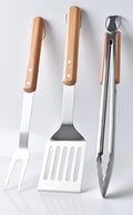 3Pack Barbecue Tool Sets,HONSHEN Heavy Duty Stainless Steel Lifting Ring and Wooden Handles BBQ Tool Sets,Grill Accessories,Grilling Spatula,Fork,Tongs for Outdoor Grill Cooking (BBQ Tools Set-LR-3P) by HONSHEN