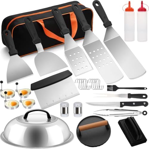 32pcs Griddle Accessories Kit for Blackstone, Flat Top Grill Accessories Set for Camp Chef, Grill Spatula Set with Enlarged Spatulas, Professional Hibachi Tools Gifts for Outdoor BBQ Teppanyaki by CenGoes