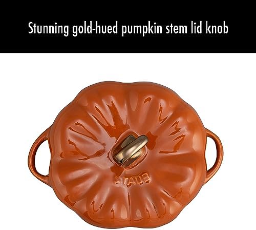 Staub Ceramic 2-pc 24-oz Petite Pumpkin Cocotte Set - Burnt Orange - Image 7