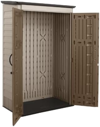 Rubbermaid Vertical Resin Outdoor Storage Shed With Floor (4 x 2.5 Ft) Weather Resistant Brown Organization for Home/Backyard/Garden Tools/Porch/Patio Cushions/Pool Chemicals/Toys - Image 2