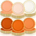96 Pcs Fall Orange Paper Plates 9 Inch Scalloped Disposable Plate by Tiangrid