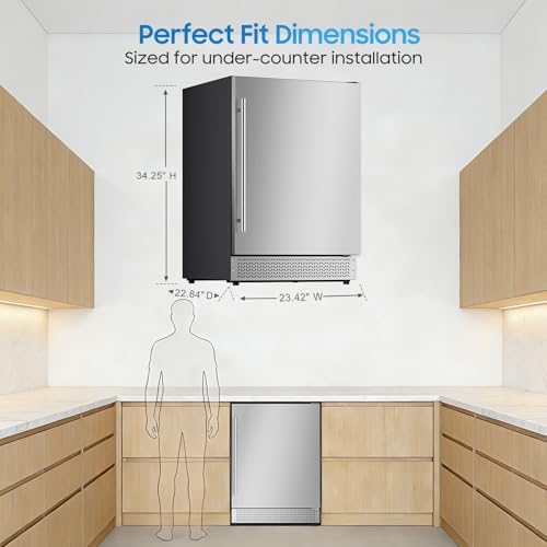 24 Inch Outdoor Beverage Refrigerator, 180 Cans Drink Fridge with Stainless Steel Door Built-In or Freestanding, Outdoor Fridge for Patio & Waterproof for Soda Beer Wine-Kitchen Bar Office - Image 6