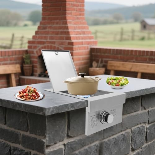 Single Burner Stove for Outdoor Kitchen, Built-in Stainless Steel Side Burner with Removable Grates & Cover, Gas Stove for BBQ Island, Patio, Backyard (Natural Gas, Single Burner, 3.5KW) - Image 3