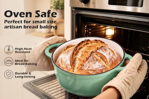 Leonyo 2-Quart Small Enameled Cast Iron Dutch Oven with Lid,Pistachio Green - Image 7