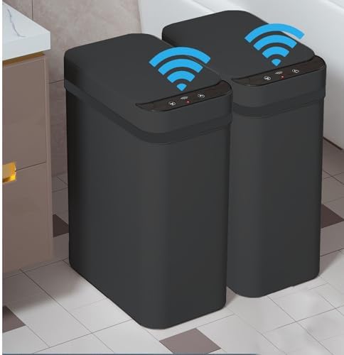 2 PACK - Touchless Bathroom Trash Can - Skinny Motion Sensor Trash Bin by Yatmung