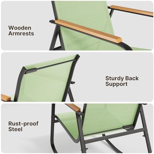 Ahomly 4-Piece Textilene Outdoor Patio Furniture Set Rocking Bistro, Green - Image 4